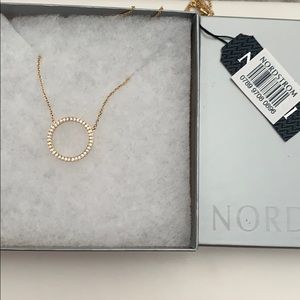NWT Nordstrom gold diamond open circle necklace